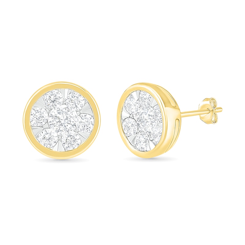 0.95 CT. T.W. Composite Diamond Circle Stud Earrings in 10K Gold|Peoples Jewellers