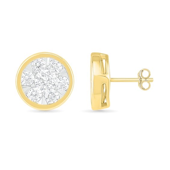 0.95 CT. T.W. Composite Diamond Circle Stud Earrings in 10K Gold