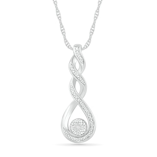 Diamond Accent Cascading Teardrop Pendant in Sterling Silver