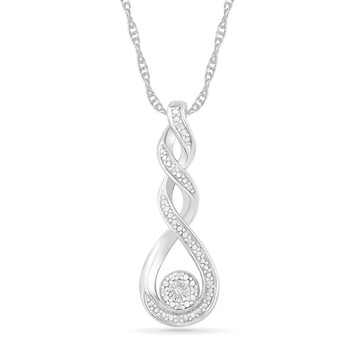 Diamond Accent Cascading Teardrop Pendant in Sterling Silver