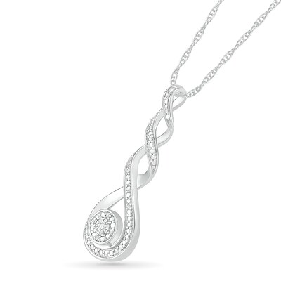 Diamond Accent Cascading Teardrop Pendant in Sterling Silver