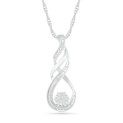 Diamond Accent Cascading Twist Pendant in Sterling Silver