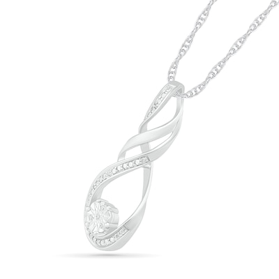 Diamond Accent Cascading Twist Pendant in Sterling Silver