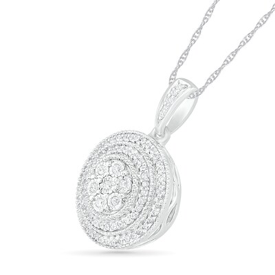 0.14 CT. T.W. Composite Diamond Double Frame Pendant in Sterling Silver