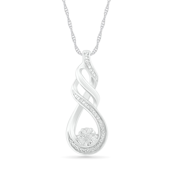 Diamond Accent Cascading Flame Pendant in Sterling Silver