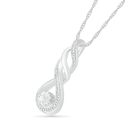 Diamond Accent Cascading Flame Pendant in Sterling Silver