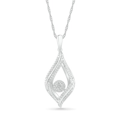 0.145 CT. T.W. Diamond Open Flame Pendant in Sterling Silver