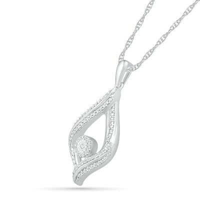 0.145 CT. T.W. Diamond Open Flame Pendant in Sterling Silver