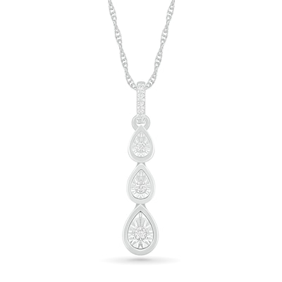 Diamond Accent Triple Teardrop Pendant in Sterling Silver