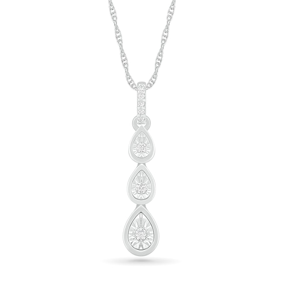 Diamond Accent Triple Teardrop Pendant in Sterling Silver