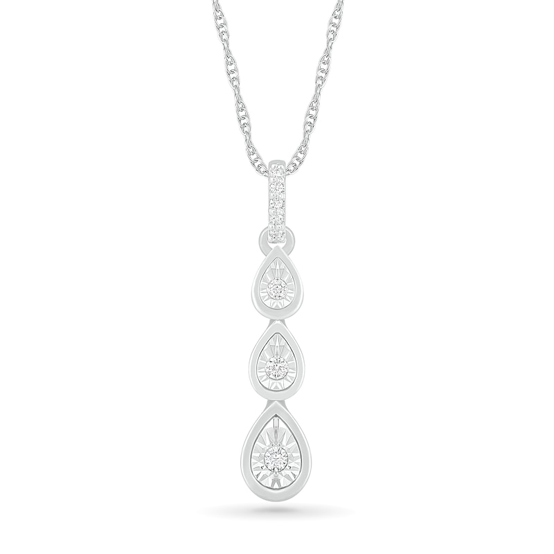 Diamond Accent Triple Teardrop Pendant in Sterling Silver|Peoples Jewellers