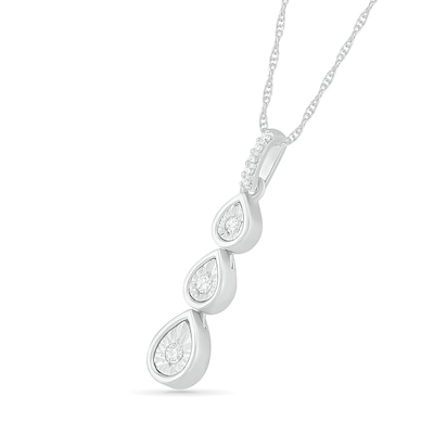 Diamond Accent Triple Teardrop Pendant in Sterling Silver