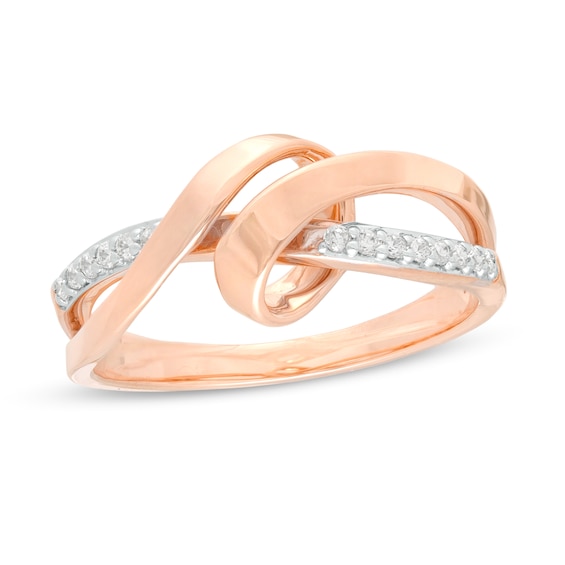 0.09 CT. T.W. Diamond Ribbon Overlay Ring in 10K Rose Gold