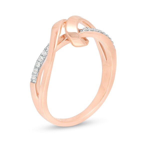 0.09 CT. T.W. Diamond Ribbon Overlay Ring in 10K Rose Gold