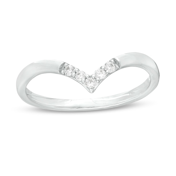 0.07 CT. T.W. Diamond Chevron Ring in 10K Gold