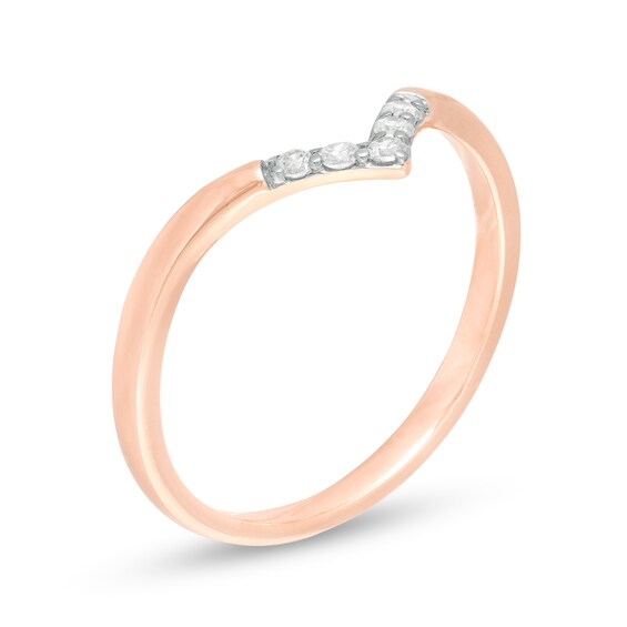 0.07 CT. T.W. Diamond Chevron Ring in 10K Rose Gold