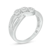 0.09 CT. T.W. Diamond Frame Three Stone Bypass Promise Ring in Sterling Silver