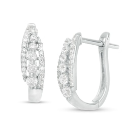 0.37 CT. T.W. Journey Diamond Edge Hoop Earrings in Sterling Silver