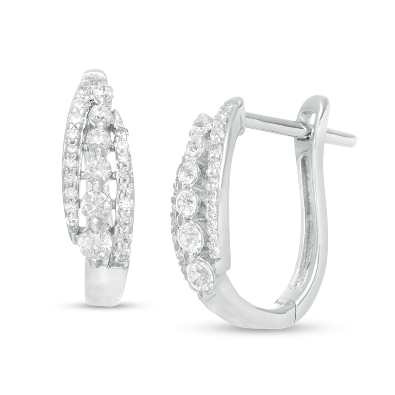 0.37 CT. T.W. Journey Diamond Edge Hoop Earrings in Sterling Silver|Peoples Jewellers