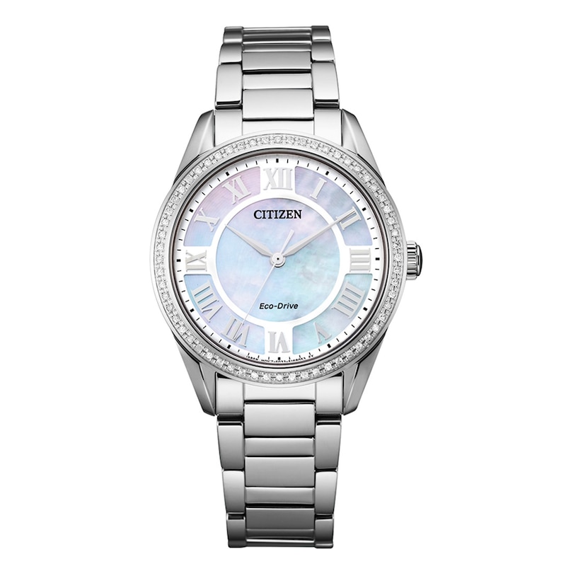 Ladies' Citizen Eco-Drive® Fiore Diamond Accent Watch with Mother-of-Pearl Dial (Model: EM0880-54D)|Peoples Jewellers