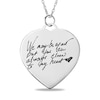 Engravable "We may be apart but you are always close to my heart" Heart Disc Pendant in Sterling Silver (1-3 Lines)