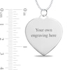 Engravable "We may be apart but you are always close to my heart" Heart Disc Pendant in Sterling Silver (1-3 Lines)