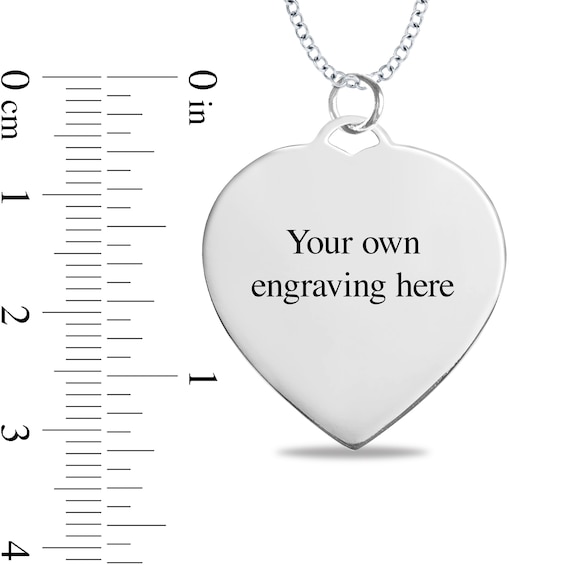 Engravable "We may be apart but you are always close to my heart" Heart Disc Pendant in Sterling Silver (1-3 Lines)