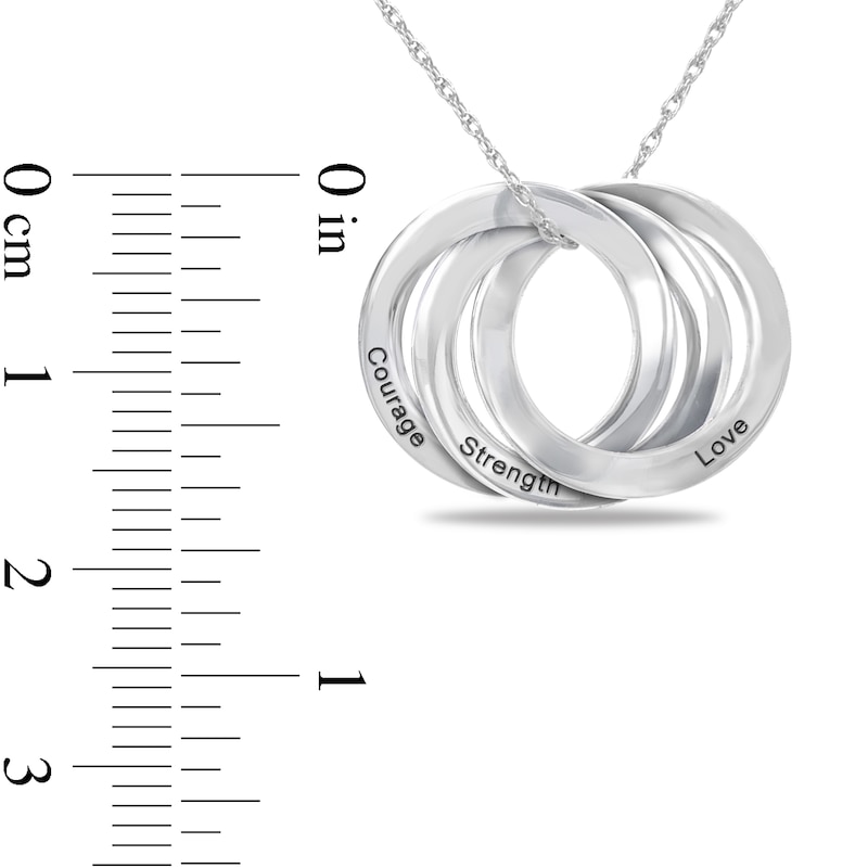 Engravable Inspirational Triple Interlocking Rings Pendant in Sterling Silver (1-3 Lines)|Peoples Jewellers