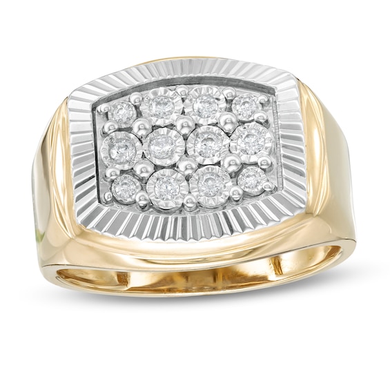 Men's 0.25 CT. T.W. Composite Diamond Cushion Frame Ring in 10K Gold