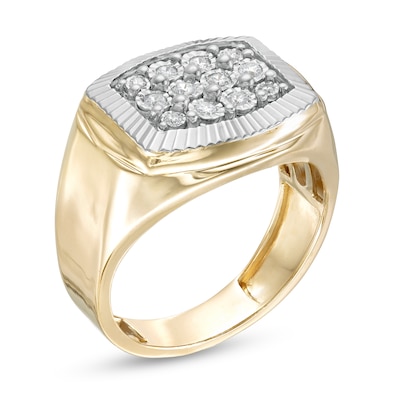 Men's 0.25 CT. T.W. Composite Diamond Cushion Frame Ring in 10K Gold