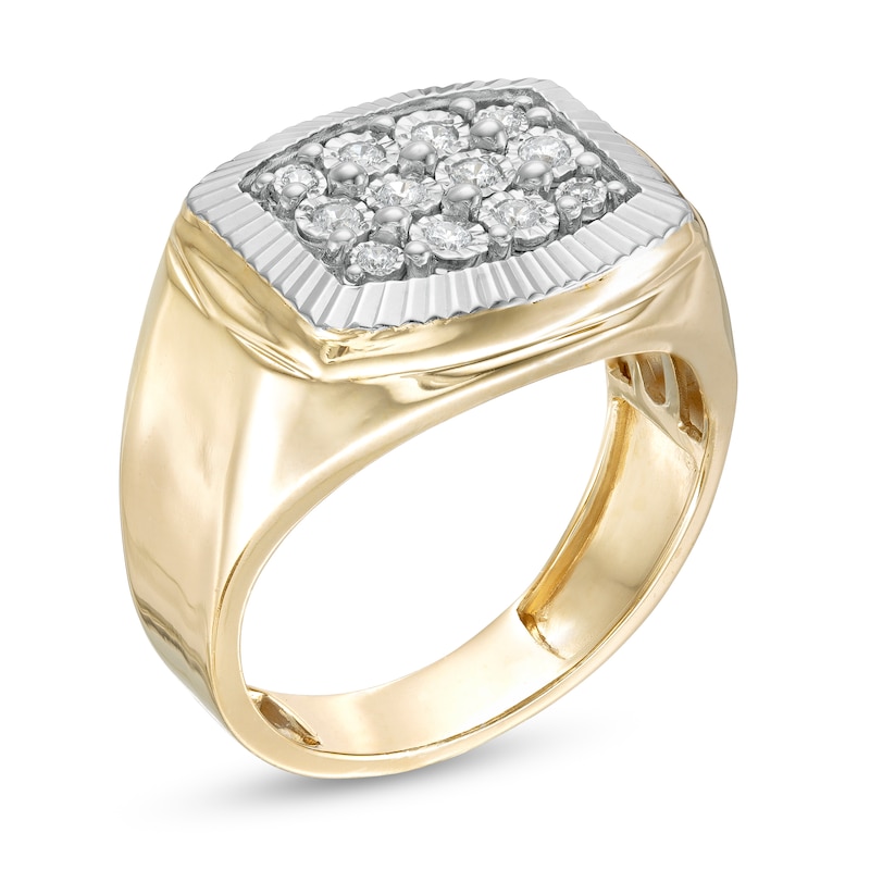 Men's 0.25 CT. T.W. Composite Diamond Cushion Frame Ring in 10K Gold|Peoples Jewellers