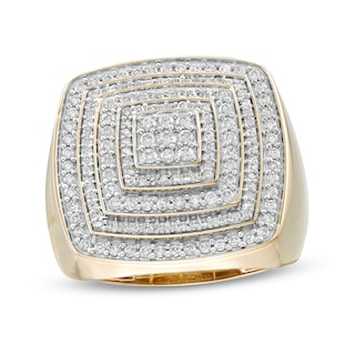 Men's 1.00 CT. T.W. Square Composite Diamond Multi-Frame Ring in 10K Gold