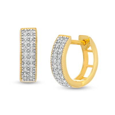 Men's 0.13 CT. T.W. Diamond Multi-Row Hoop Earrings in 10K Gold