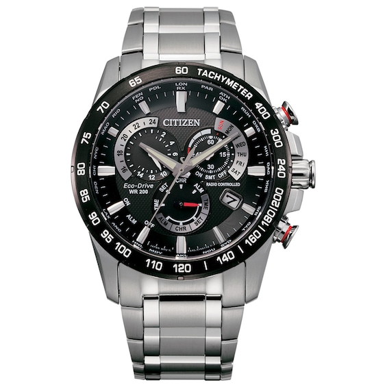 Men's Citizen Eco-Drive® Perpetual Chrono A-T Watch with Black Dial (Model: CB5898-59E)