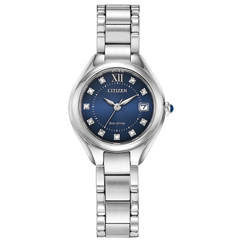 Ladies' Citizen Eco-Drive® Silhouette Crystal Accent Watch with Dark Blue Dial (Model: EW2540-83L)|Peoples Jewellers