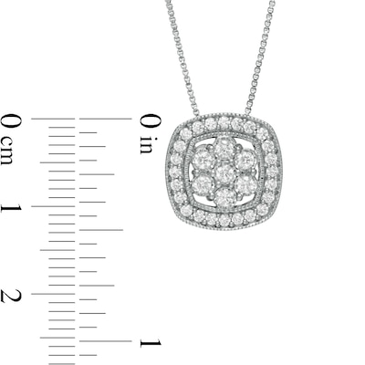 0.50 CT. T.W. Composite Diamond Cushion Frame Pendant in Sterling Silver