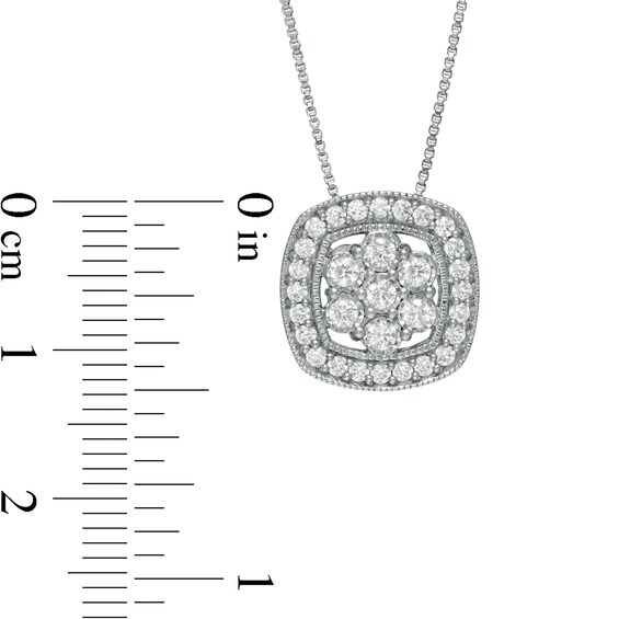 0.50 CT. T.W. Composite Diamond Cushion Frame Pendant in Sterling Silver