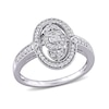 Thumbnail Image 1 of 0.24 CT. T.W. Diamond Open Oval Frame Flower Vintage-Style Ring in Sterling Silver