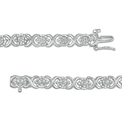 0.25 CT. T.W. Diamond Alternating "X" Line Bracelet in Sterling Silver - 7.25"