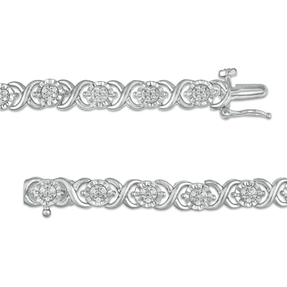 0.25 CT. T.W. Diamond Alternating "X" Line Bracelet in Sterling Silver - 7.25"