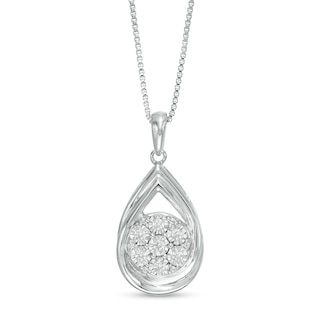 0.10 CT. T.W. Composite Diamond Teardrop Frame Pendant in Sterling Silver