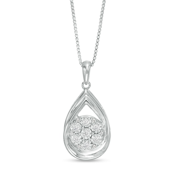 0.10 CT. T.W. Composite Diamond Teardrop Frame Pendant in Sterling Silver