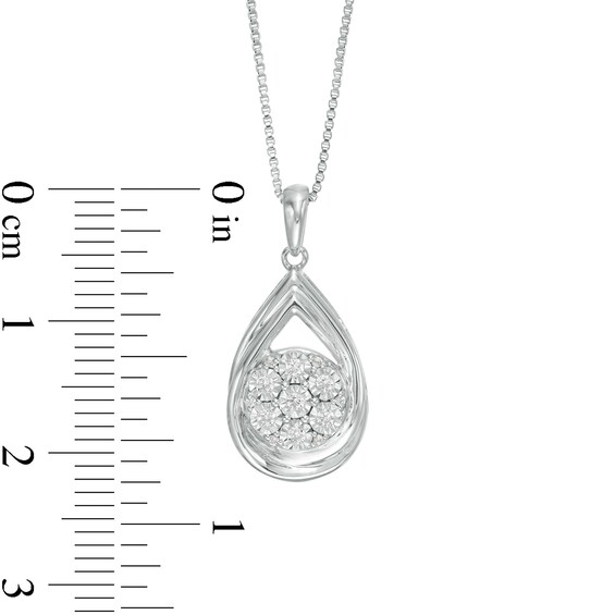 0.10 CT. T.W. Composite Diamond Teardrop Frame Pendant in Sterling Silver