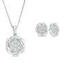Thumbnail Image 0 of 0.20 CT. T.W. Composite Diamond Swirl Frame Pendant and Stud Earrings Set in Sterling Silver