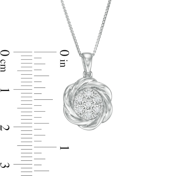 0.20 CT. T.W. Composite Diamond Swirl Frame Pendant and Stud Earrings Set in Sterling Silver