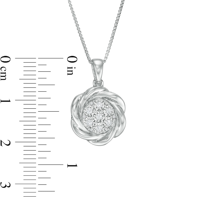 0.20 CT. T.W. Composite Diamond Swirl Frame Pendant and Stud Earrings Set in Sterling Silver