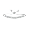 Thumbnail Image 0 of 0.10 CT. T.W. Baguette and Round Diamond Alternating Bolo Bracelet in Sterling Silver - 9.5"