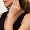 Thumbnail Image 1 of 0.10 CT. T.W. Baguette and Round Diamond Alternating Bolo Bracelet in Sterling Silver - 9.5"