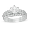 1.45 CT. T.W. Diamond Edge Double Row Bridal Set in 10K White Gold