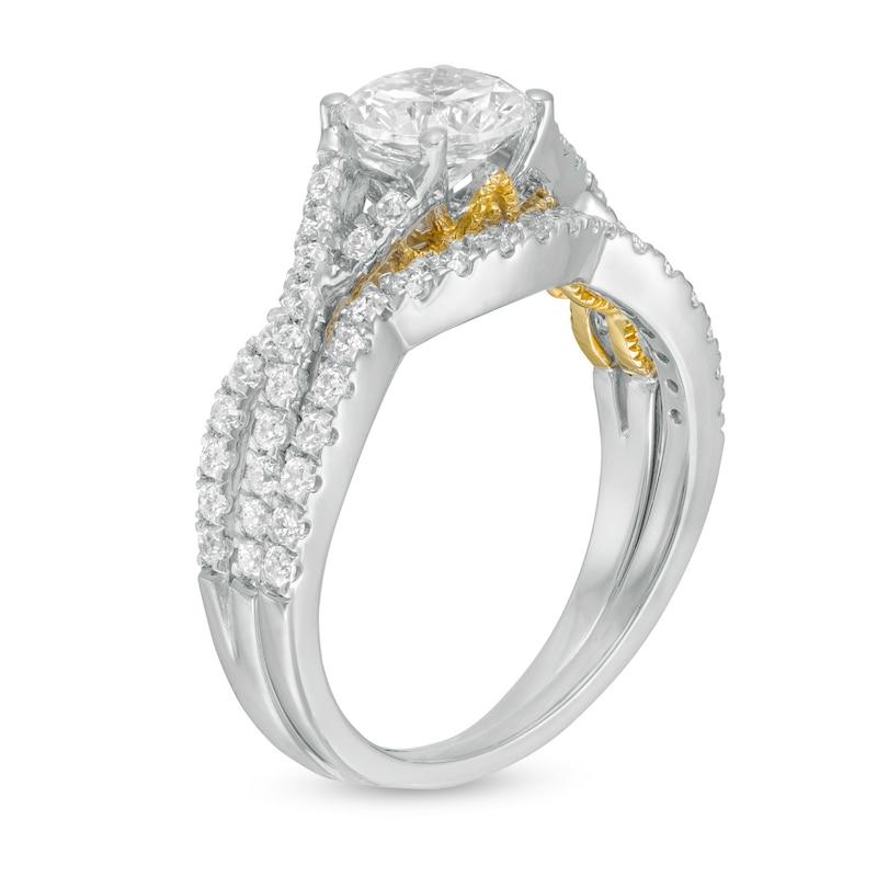 1.69 CT. T.W. Diamond Criss-Cross Split Shank Bridal Set in 10K Two-Tone Gold|Peoples Jewellers